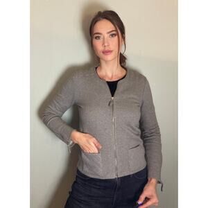 Comptior de Cotoniors Paris Gray Cotton Moto Jacket ~ Sz M ~ Must See Details!
